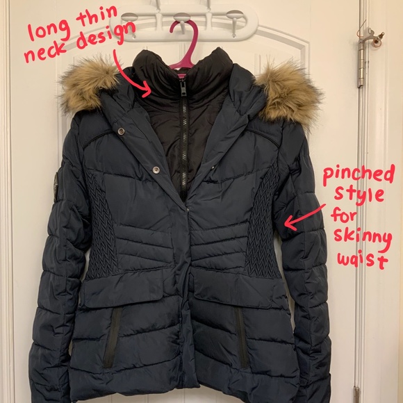 [SUPERDRY] black waterproof down jacket faux fur women size 8 (M) feather parka - Picture 1 of 11